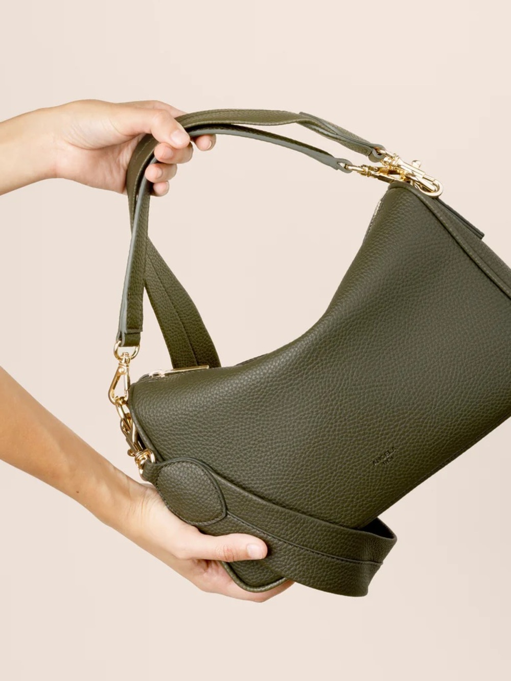 Angela Roi deep Olive Grace Crossbody Top Handle shoulder